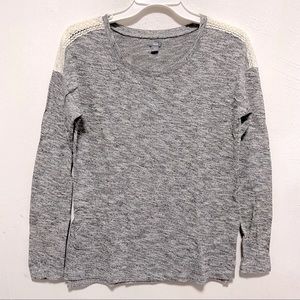 Aerie Lace Embroidered Cotton Long Sleeve Top